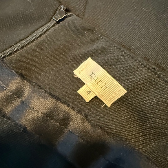 Ruth strapless midi black cocktail dress with black distressed silk trim. Size 4 - Picture 7 of 8